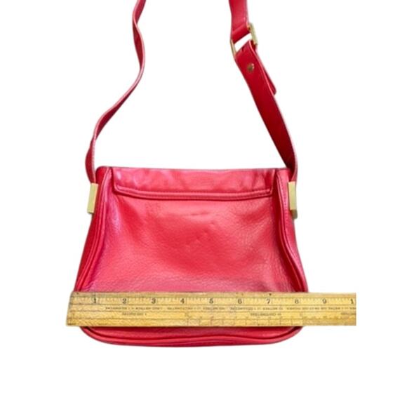 "TED BAKER" Cross Body Red Leather Purse Gold Metal Accent Quiet Luxury Designer - Picture 4 of 16